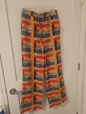 C And C CALIFORNIA Womens Linen Rayon Colorful Pants
